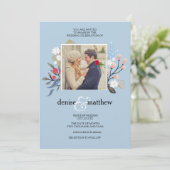 Speelse Collectie in Omphalodes Blauw Uitnodiging (Staand voorkant)