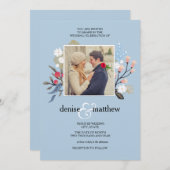 Speelse Collectie in Omphalodes Blauw Uitnodiging (Voorkant / Achterkant)