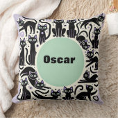 Speelse Compositie van Zwarte Katten Kussen (Deken)