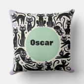 Speelse Compositie van Zwarte Katten Kussen (Achterkant)