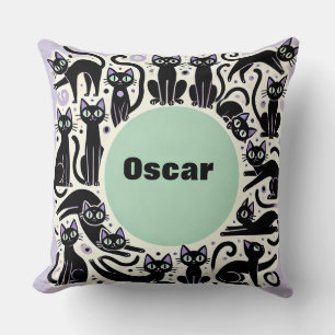 Speelse Compositie van Zwarte Katten Kussen