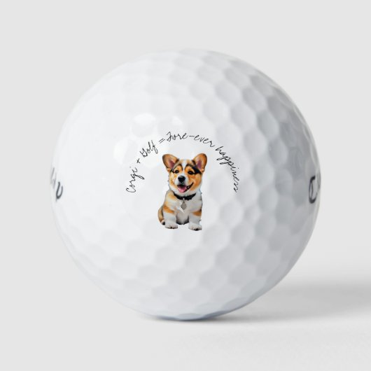 Speelse Corgi 'Corgi + Golf = Voor-altijd Geluk' Golfballen (Voorkant)