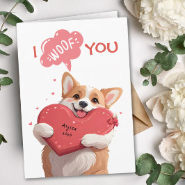 Speelse Corgi I Woof You Red Hearts Dog Valentijn Kaart