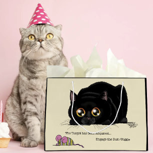 Speelse Crème Kat Kont Wiebel Zwarte Kat Groot Cadeauzakje