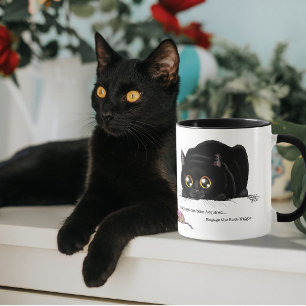 Speelse Crème Kitty Kont Wiggelt Zwarte Kat Mok