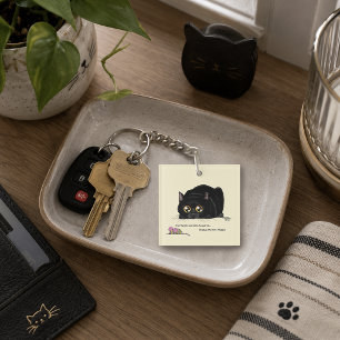 Speelse Crème Kitty Kont Wiggelt Zwarte Kat Sleutelhanger