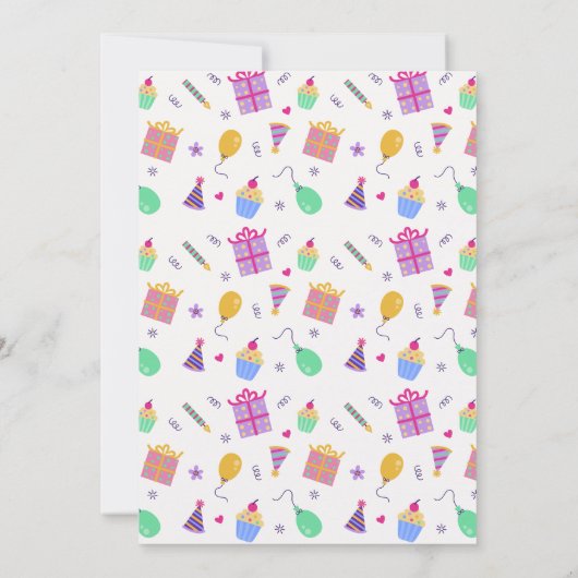 Speelse Cupcake 1e verjaardag foto uitnodiging (Achterkant)