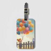 Speelse/cute ballonmeisjes kunst bagagelabel (Voorkant (verticaal))