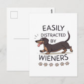 Speelse Dachshond Hond Grappige Cartoon Kunst Briefkaart (Voorkant / Achterkant)