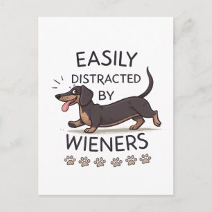 Speelse Dachshond Hond Grappige Cartoon Kunst Briefkaart