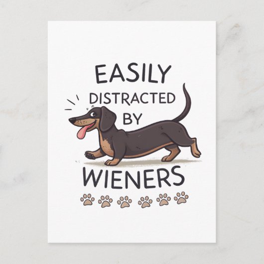 Speelse Dachshond Hond Grappige Cartoon Kunst Briefkaart (Voorkant)