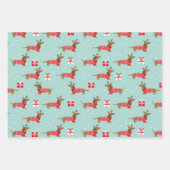 Speelse Dachshund in Truien Kerstmis Inpakpapier Vel (Voorkant)