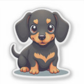 Speelse Dachshund Puppy – Chibi Stijl Sticker (Voorkant)