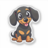 Speelse Dachshund Puppy – Cute Pastel Stijl Sticker (Voorkant)