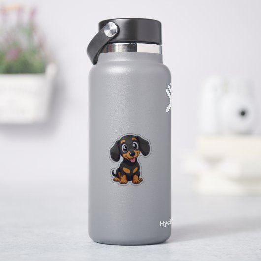 Speelse Dachshund Puppy – Cute Pastel Stijl Sticker (HydroFlask)