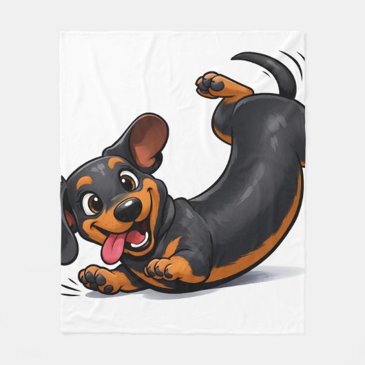 Speelse Dachshund Puppy Fleece Deken (Voorkant)