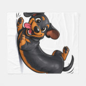 Speelse Dachshund Puppy Fleece Deken (Voorkant (Horizontaal))