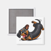 Speelse Dachshund Puppy Magneet (Voorkant / Achterkant)