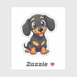 Speelse Dachshund Puppy – Mooie Pastel Stijl Sticker