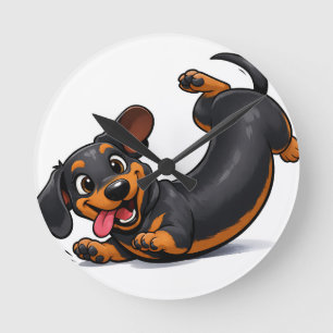 Speelse Dachshund Puppy Ronde Klok