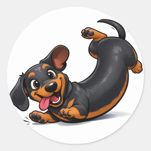 Speelse Dachshund Puppy Ronde Sticker (Voorkant)