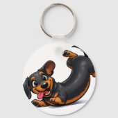 Speelse Dachshund Puppy  Sleutelhanger (Achterkant)