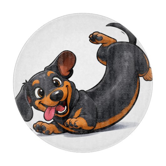 Speelse Dachshund Puppy Snijplank (Voorkant)