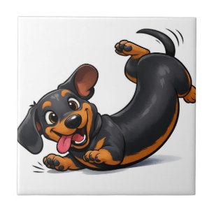 Speelse Dachshund Puppy Tegeltje