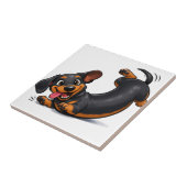 Speelse Dachshund Puppy Tegeltje (Zijkant)