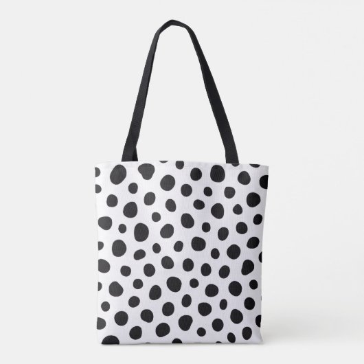 Speelse Dalmatiër Geïnspireerde Gestippelde Zwarte Tote Bag (Achterkant)
