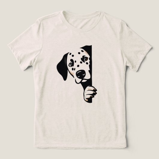Speelse Dalmatische Hond Kijk Vrouwen Minimalistis Tri-Blend Shirt (Design voorkant)