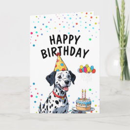 Speelse Dalmatische hond met taart verjaardag Kaart