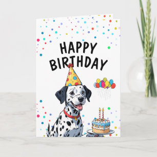 Speelse Dalmatische hond met taart verjaardag Kaart