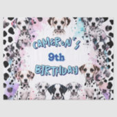 Speelse Dalmatische puppy verjaardagsfeestje Tissuepapier (Voorkant)