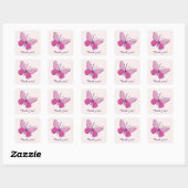 Speelse Dank je! - Roze Vlinder Vierkante Sticker (Vel)
