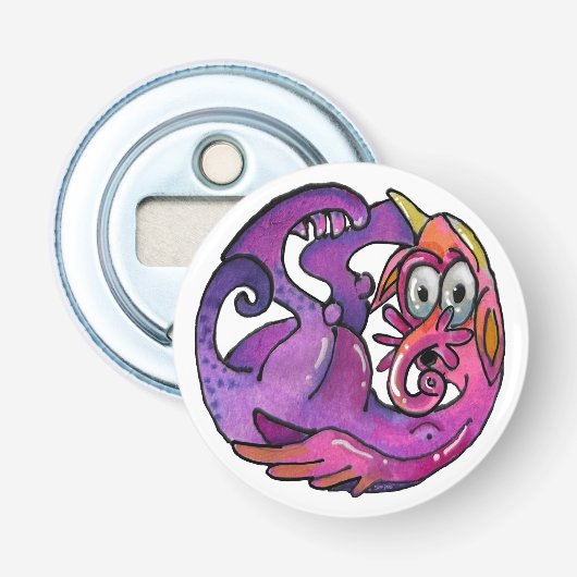 Speelse denkbeeldige wezens en monsters button flesopener (Voorkant)