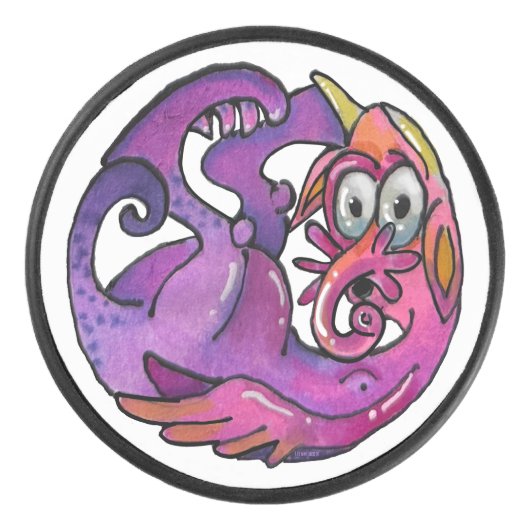 Speelse denkbeeldige wezens en monsters hockey puck (Voorkant)