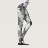 Speelse Diagonale Legpuzzel Grijze Tonen Leggings (Rechts)