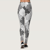 Speelse Diagonale Legpuzzel Grijze Tonen Leggings (Achterkant)