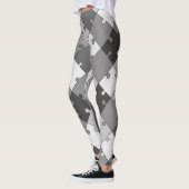 Speelse Diagonale Legpuzzel Grijze Tonen Leggings (Links)