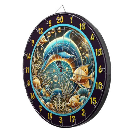 Speelse diepten Dolfijn Dartbord Scene (Voorkant Rechts)