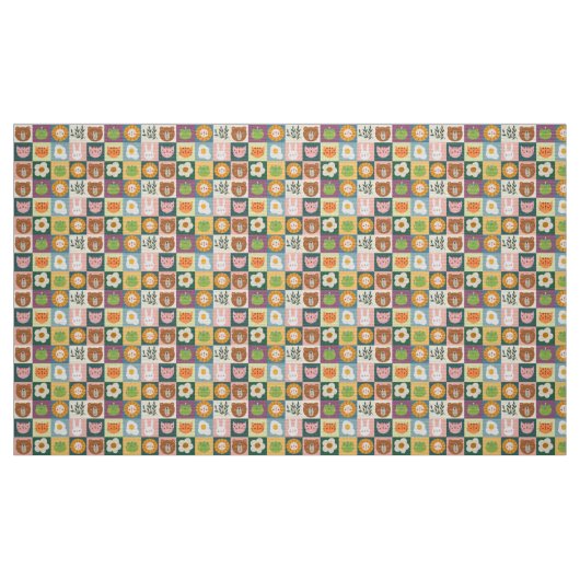 Speelse Dierenvrienden Patchwork Pattern met Schat Stof (Fat Quarter)