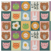 Speelse Dierenvrienden Patchwork Pattern met Schat Stof (Close Up)