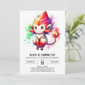 Speelse digitale aap verjaardag kaart (Staand voorkant)