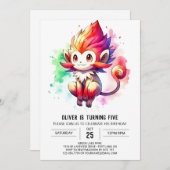 Speelse digitale aap verjaardag kaart (Voorkant / Achterkant)