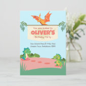 Speelse Dino speeltuin verjaardag Kaart (Staand voorkant)