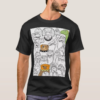 Speelse dinosauriërs en Pugs karaktercollectie T-shirt