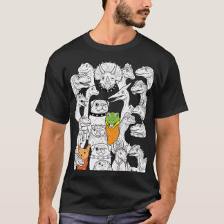 Speelse dinosauriërs en Pugs karaktercollectie T-shirt