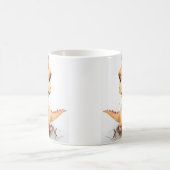 Speelse dinosaurus breekt door beige muurscheur koffiemok (Center)