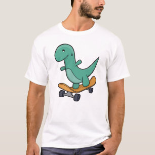 Speelse dinosaurus op skateboard t-shirt